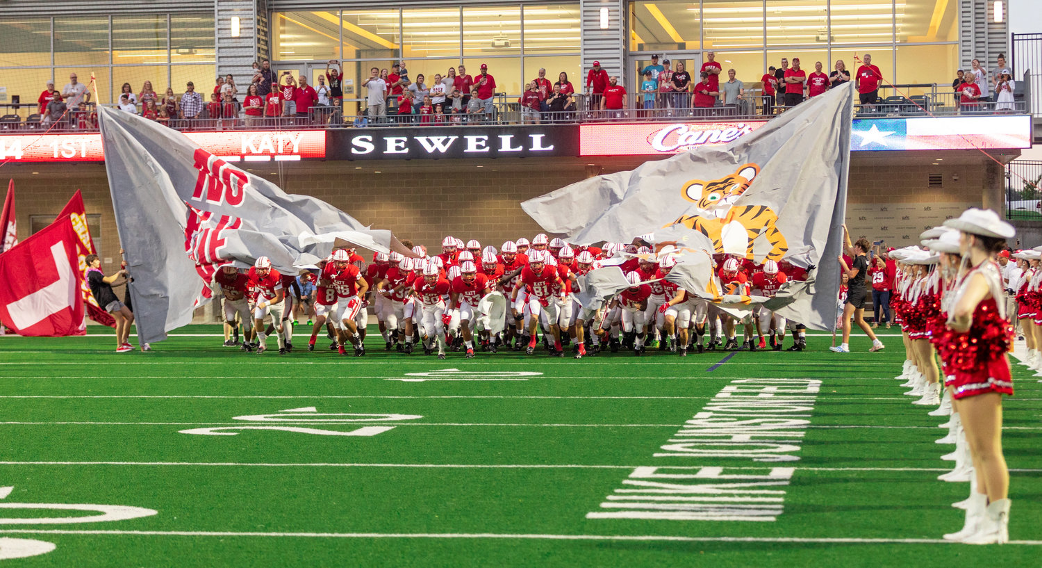 Katy takes the field for Friday’s game between Katy and Atascocita at Legacy Stadium.
